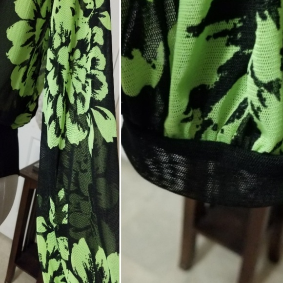 🆕️1 LEFT👉A3 Design Black & Green Floral Bodysuit - Picture 3 of 8